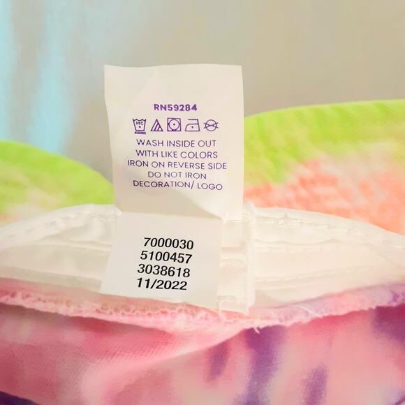 Sugar Jade Bucket Hat One Size Multicolor Pastel Tie Dye Pink Flower Peace Sign - Picture 9 of 9